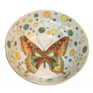 Butterfly Bowl Jena Hall Vintage Toyo Polka Dot Ceramic Retro Boho Hippie Décor